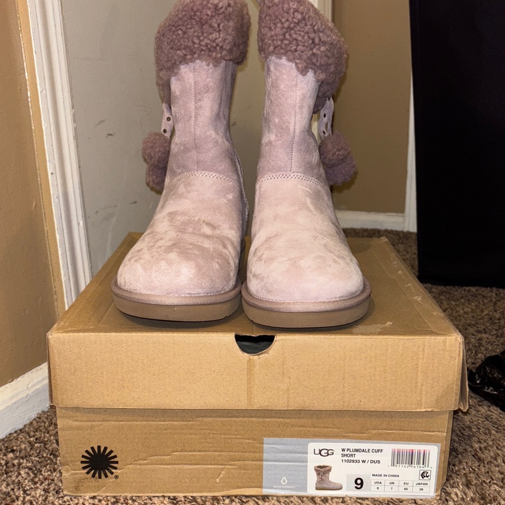 UGG Light Pink Boots with Plush Fur